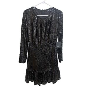 Simply Vera Wang Black Sequin Party Dress Small NWT
